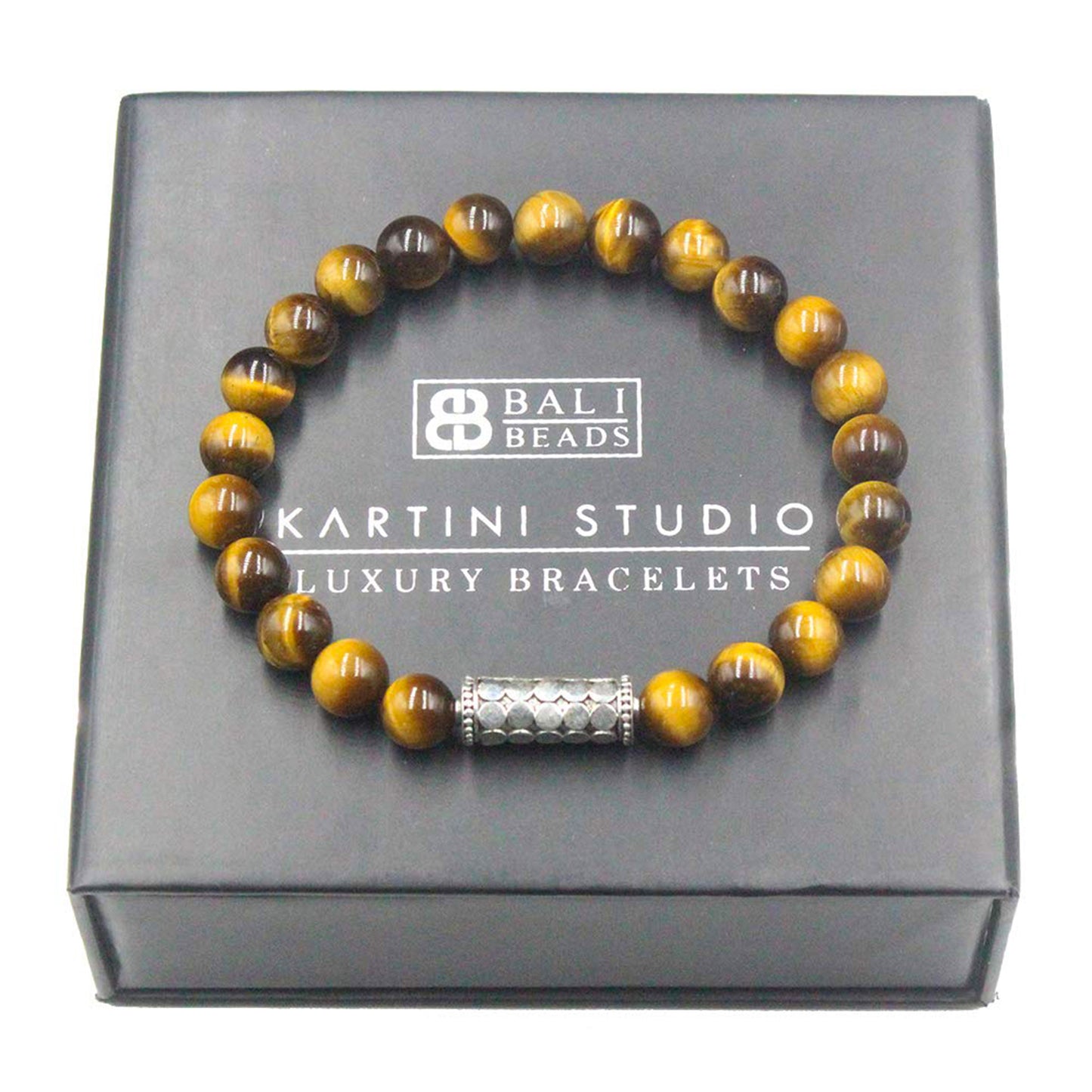 Tigerauge und Sterling Silber Perle