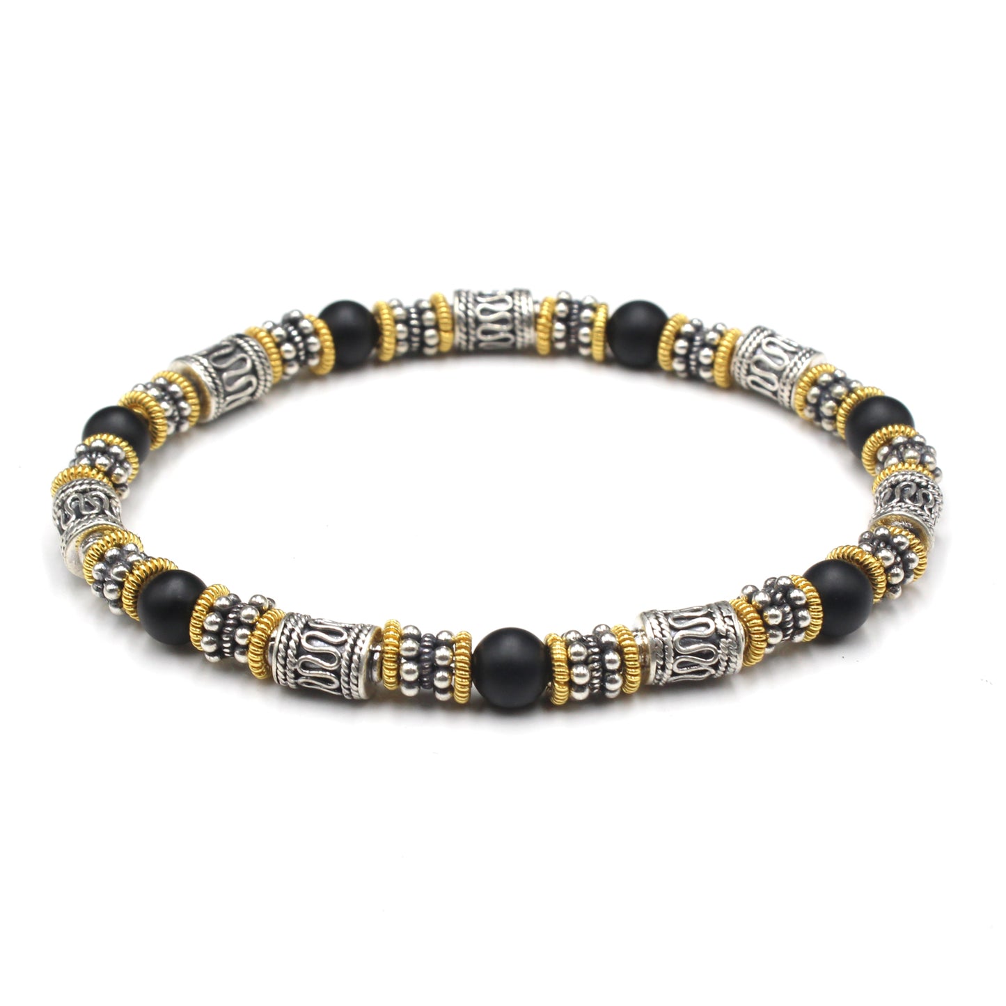 Onyx, Sterling Silver, and Gold Vermeil