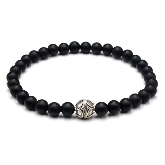 Mattschwarzer Onyx und Sterlingsilber