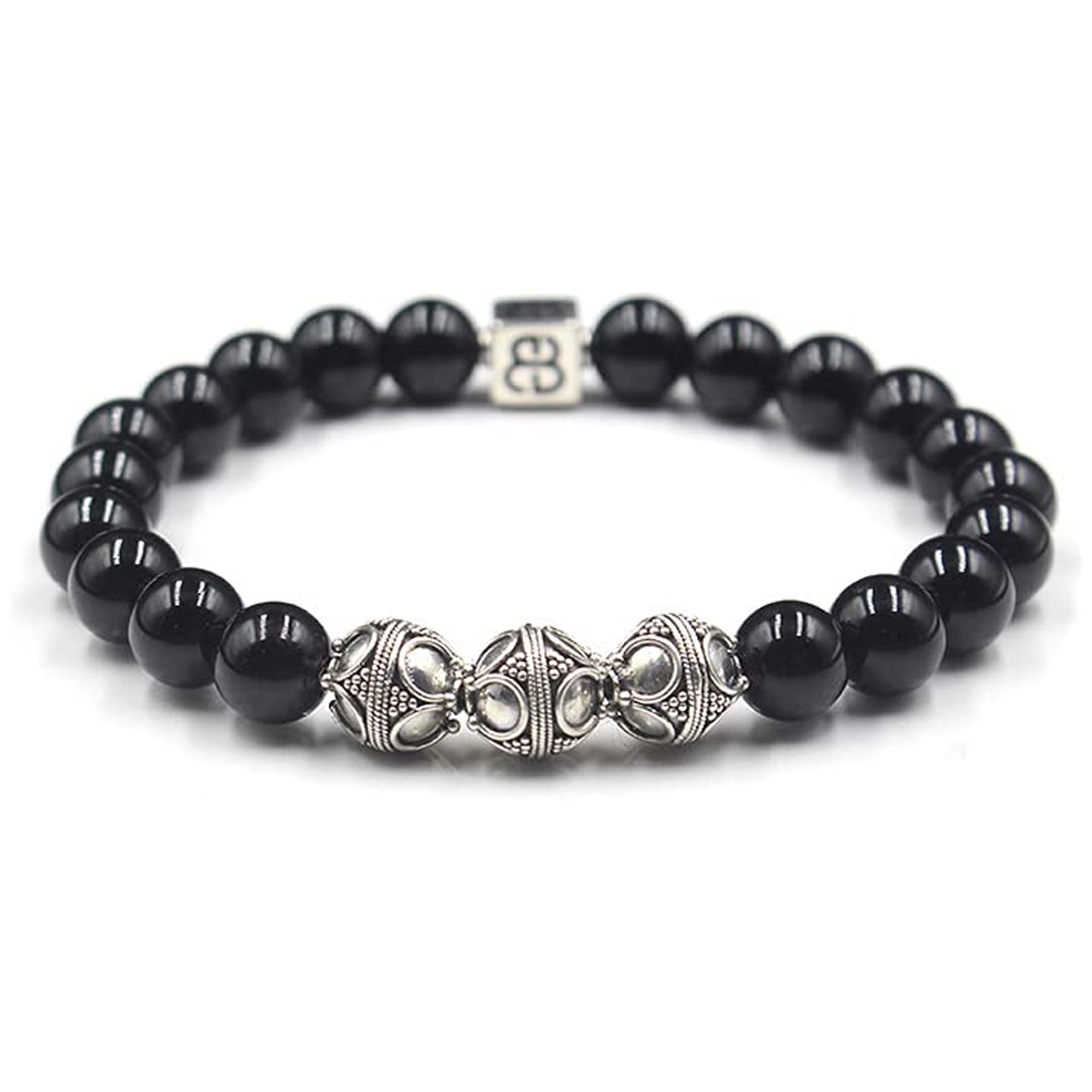 Schwarzer Obsidian und Sterlingsilber