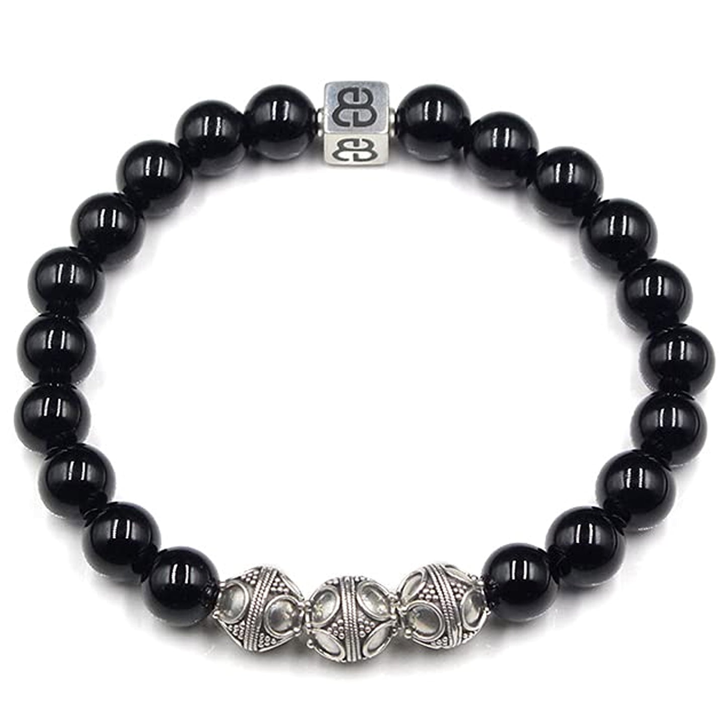 Schwarzer Obsidian und Sterlingsilber