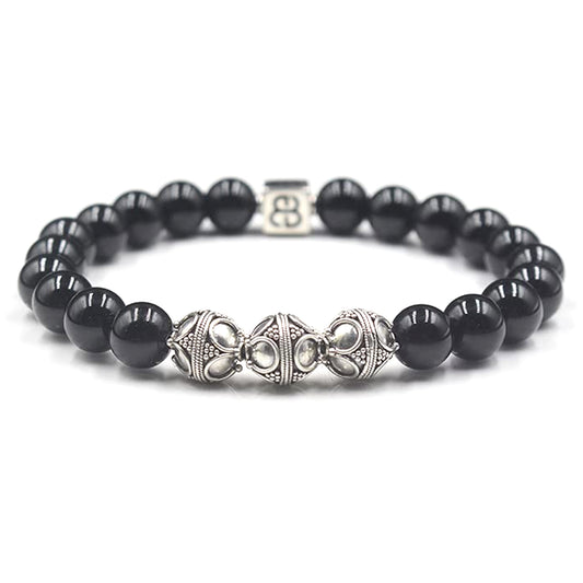 Schwarzer Obsidian und Sterlingsilber