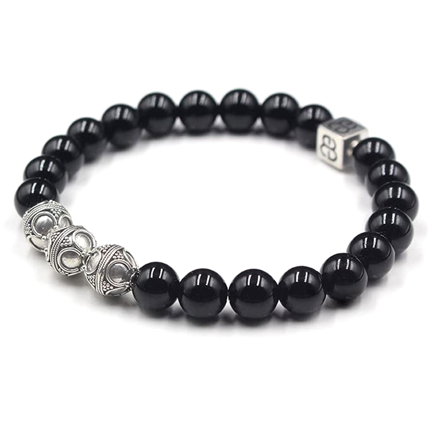 Schwarzer Obsidian und Sterlingsilber