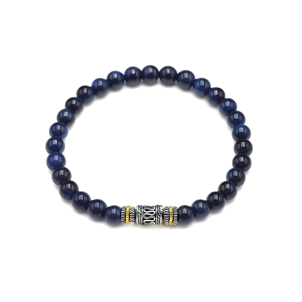 Blue Tiger's Eye Bracelet, Tiger's Eye, Sterling Silver
