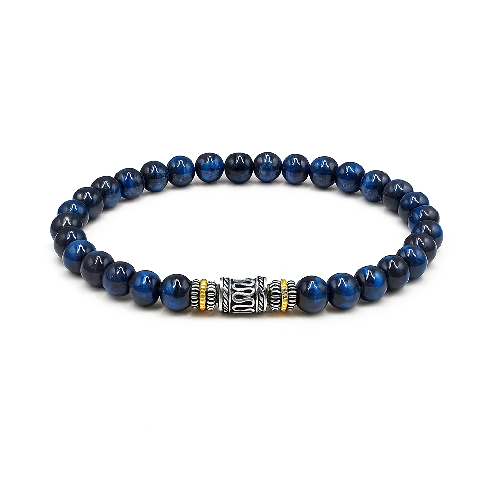 Blue Tiger's Eye Bracelet, Tiger's Eye, Sterling Silver