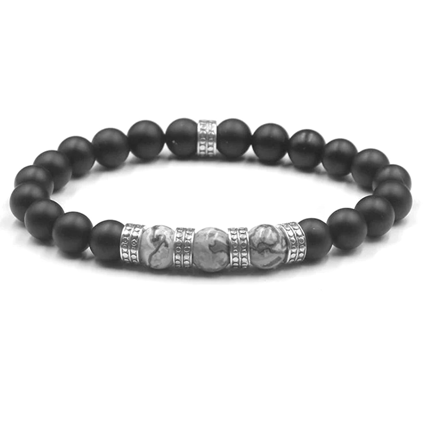 Mattschwarzer Onyx und grauer Jaspis