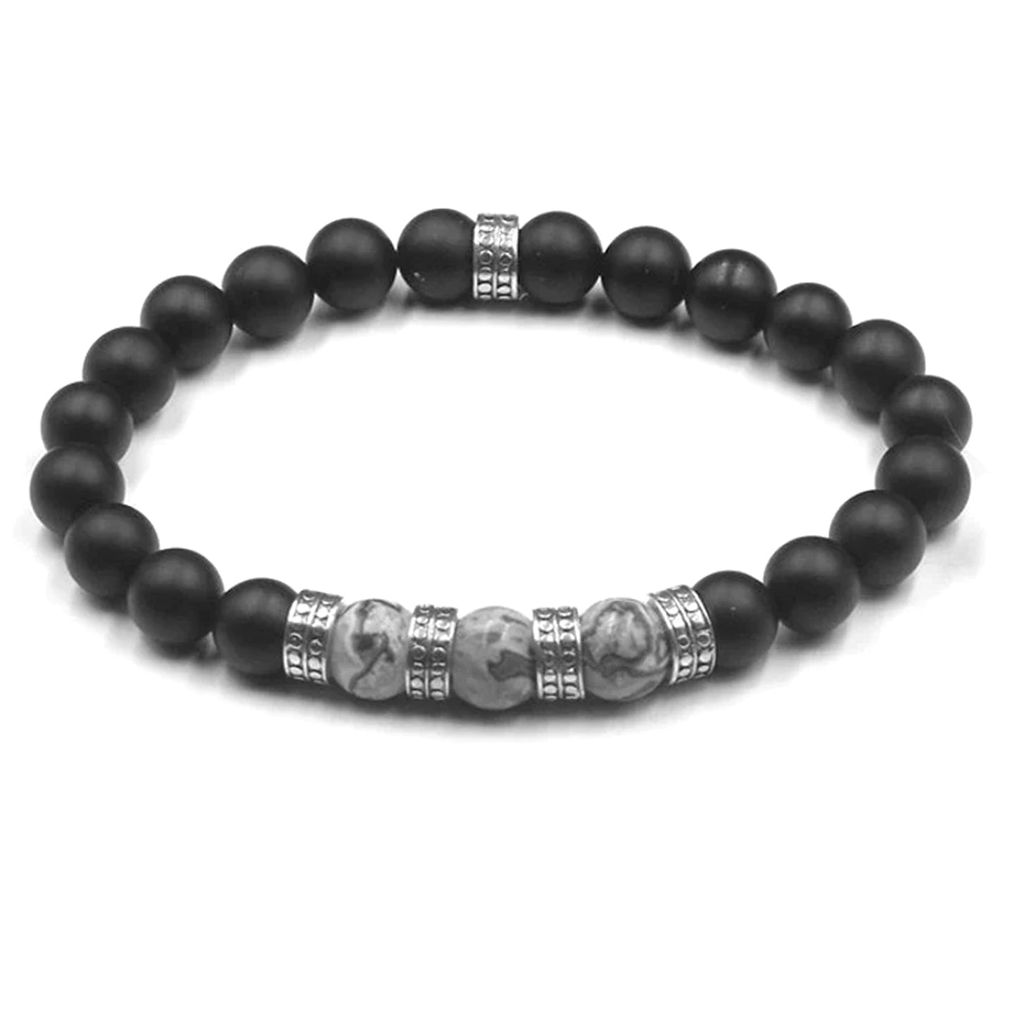 Mattschwarzer Onyx und grauer Jaspis