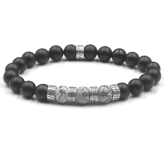 Mattschwarzer Onyx und grauer Jaspis