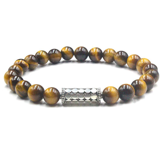 Tigerauge und Sterling Silber Perle