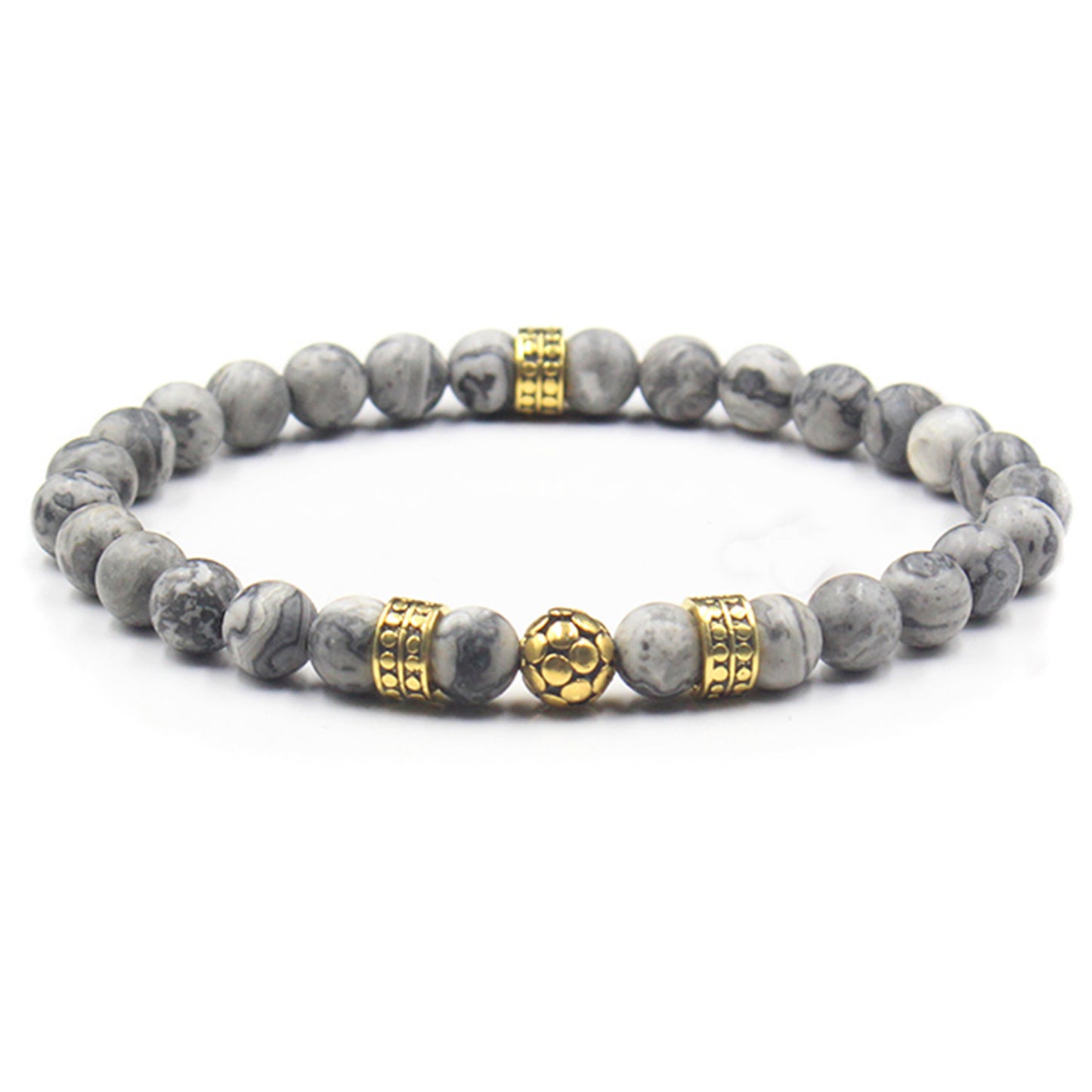 Matte Gray Jasper and Gold