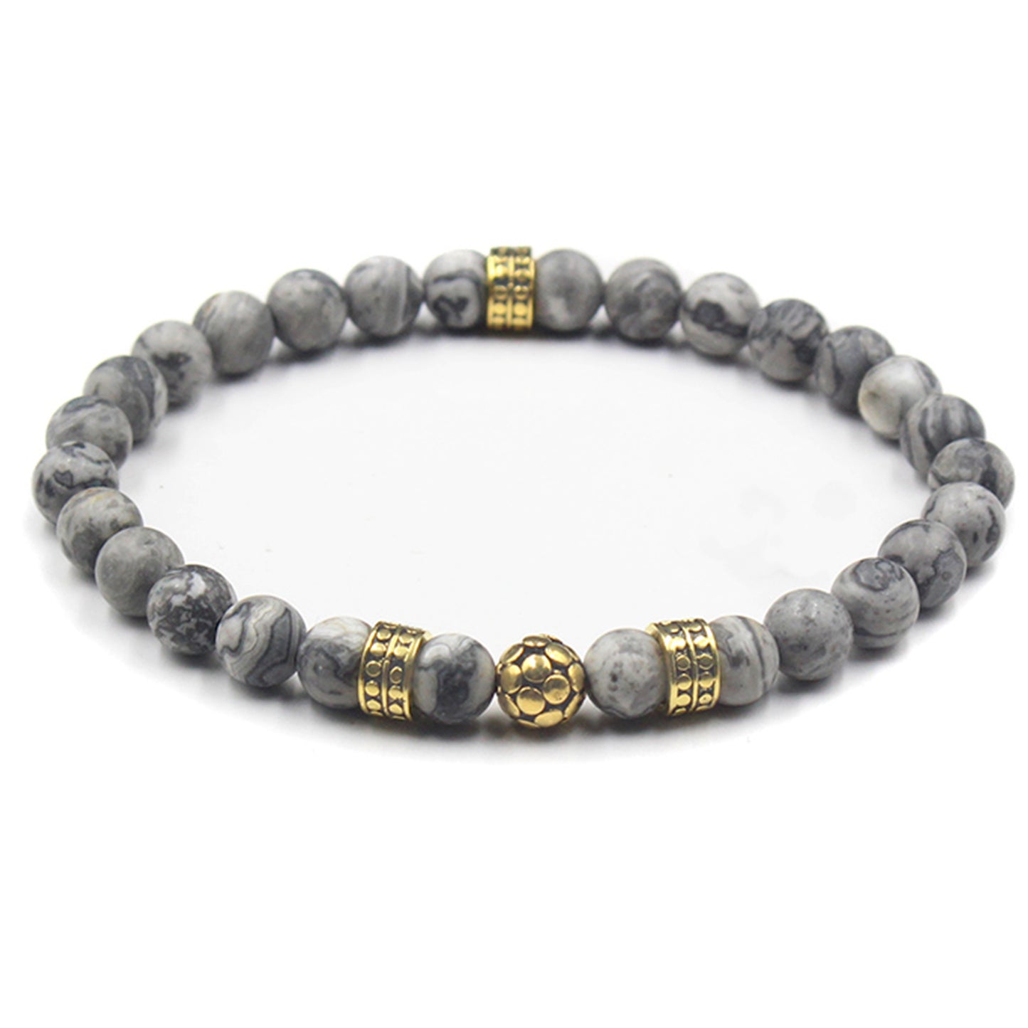 Matte Gray Jasper and Gold