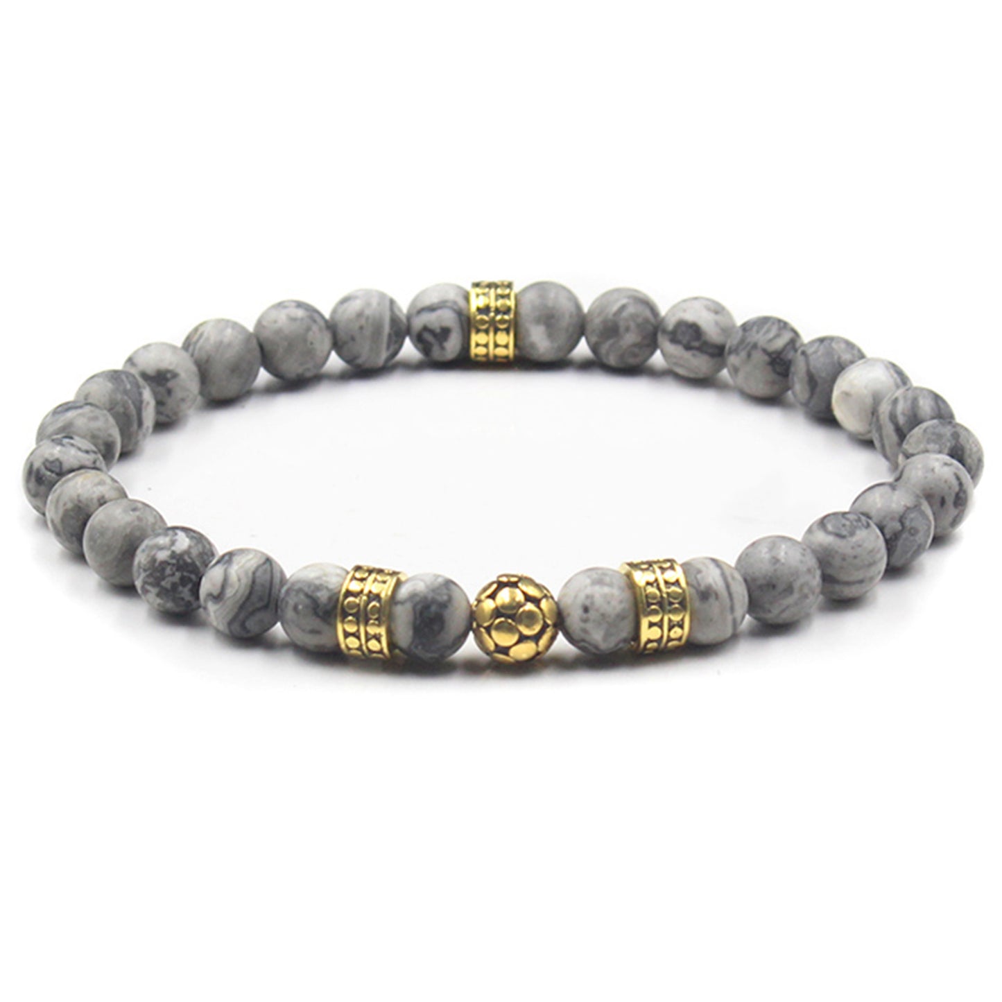 Matte Gray Jasper and Gold