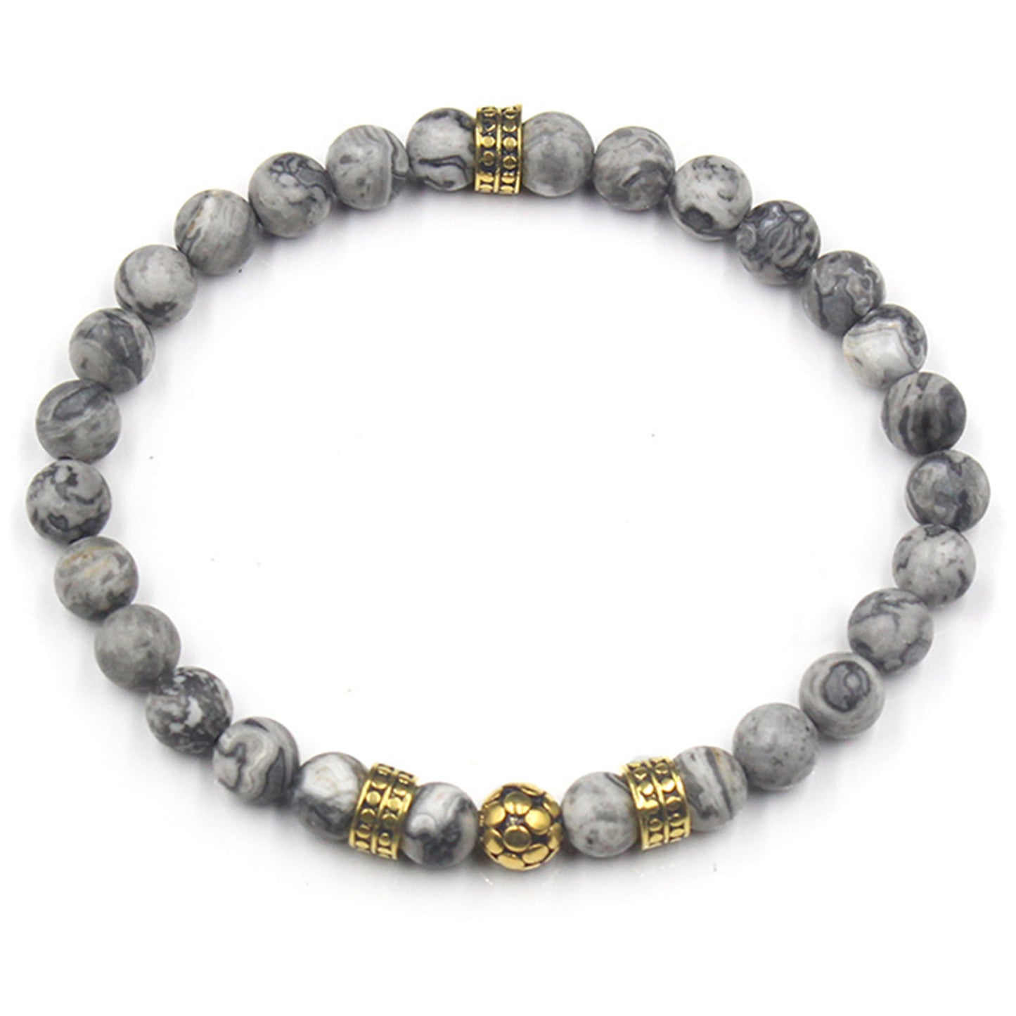 Matte Gray Jasper and Gold