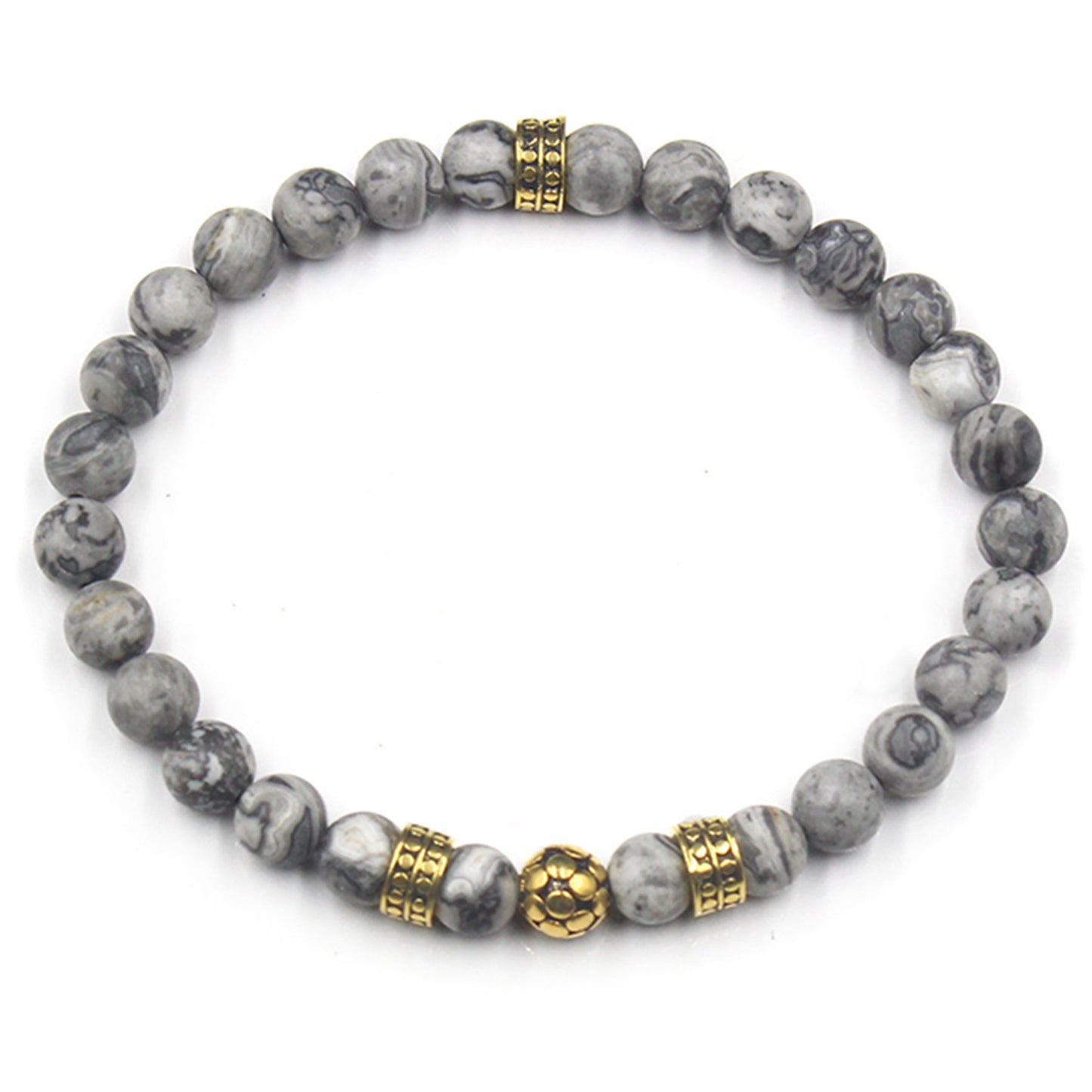 Matte Gray Jasper and Gold