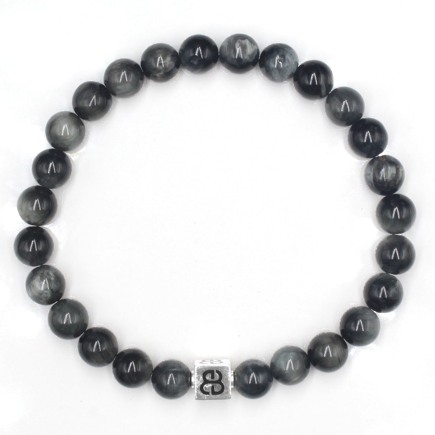 Falkenauge Stein Armband, Herren Armband, Graues Stein Armband