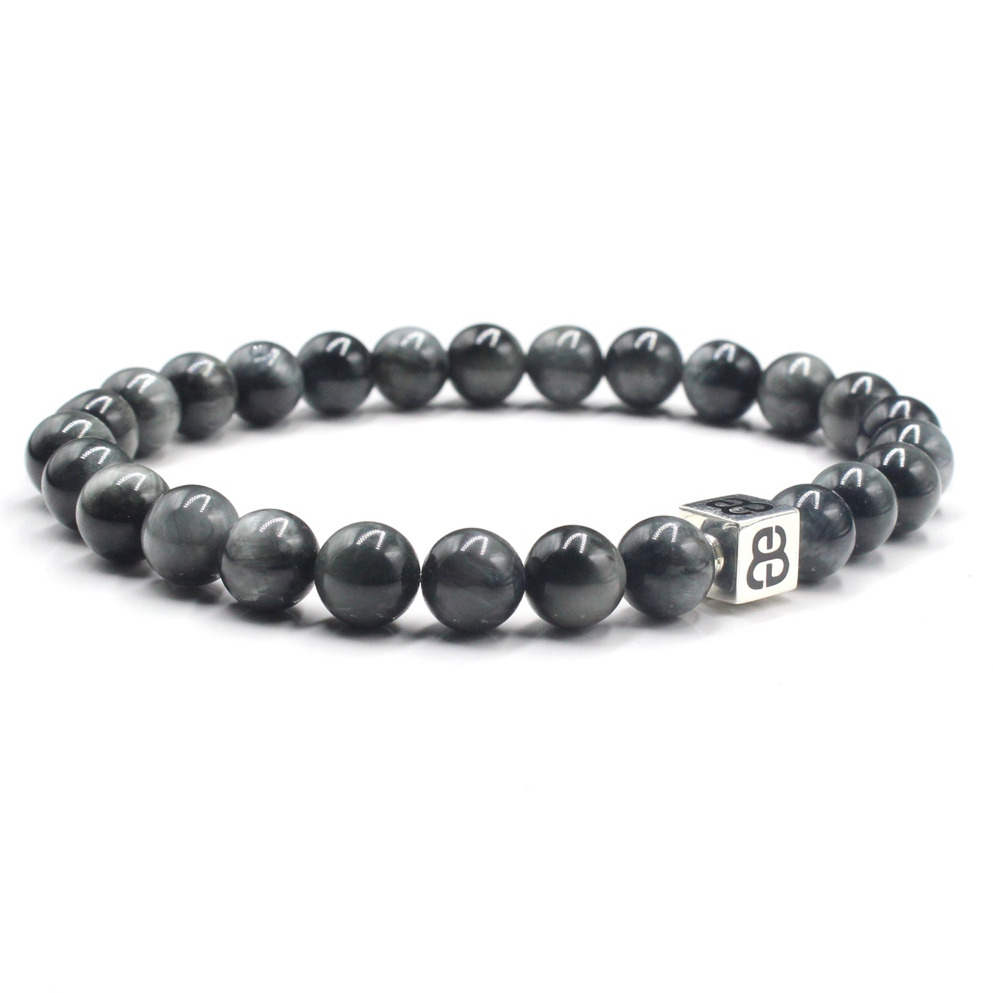Falkenauge Stein Armband, Herren Armband, Graues Stein Armband