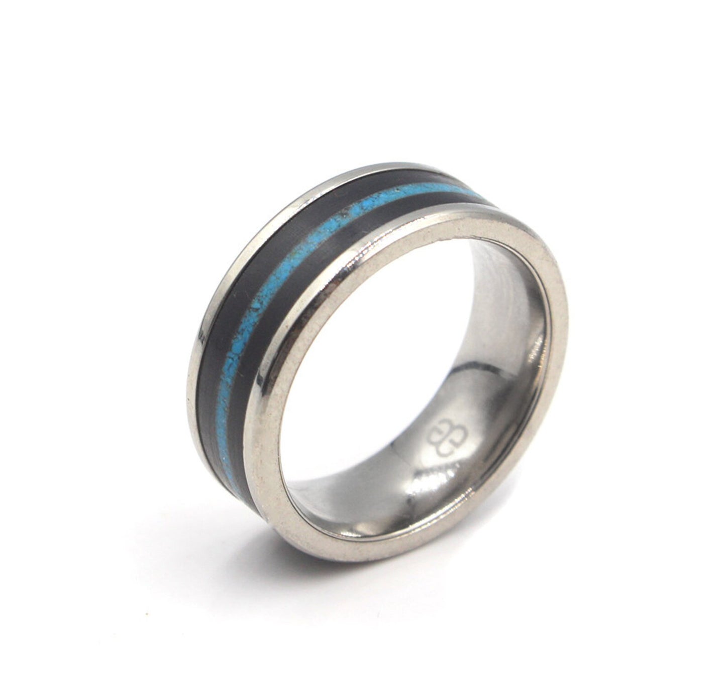 Ring aus schwarzem Büffelhorn und Türkis