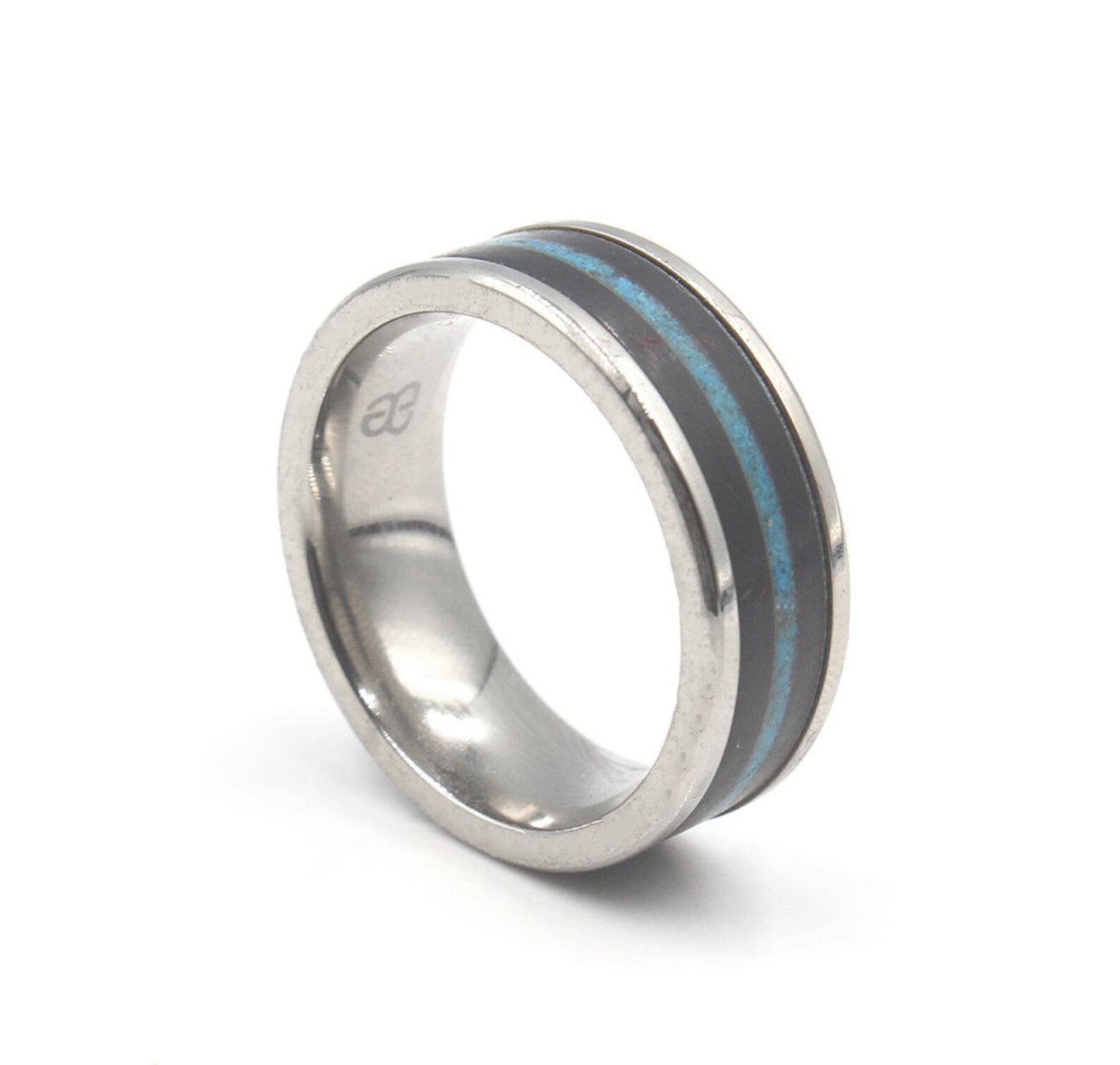 Ring aus schwarzem Büffelhorn und Türkis