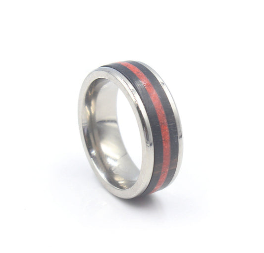 Ring aus schwarzem Arangholz und rotem Jaspis