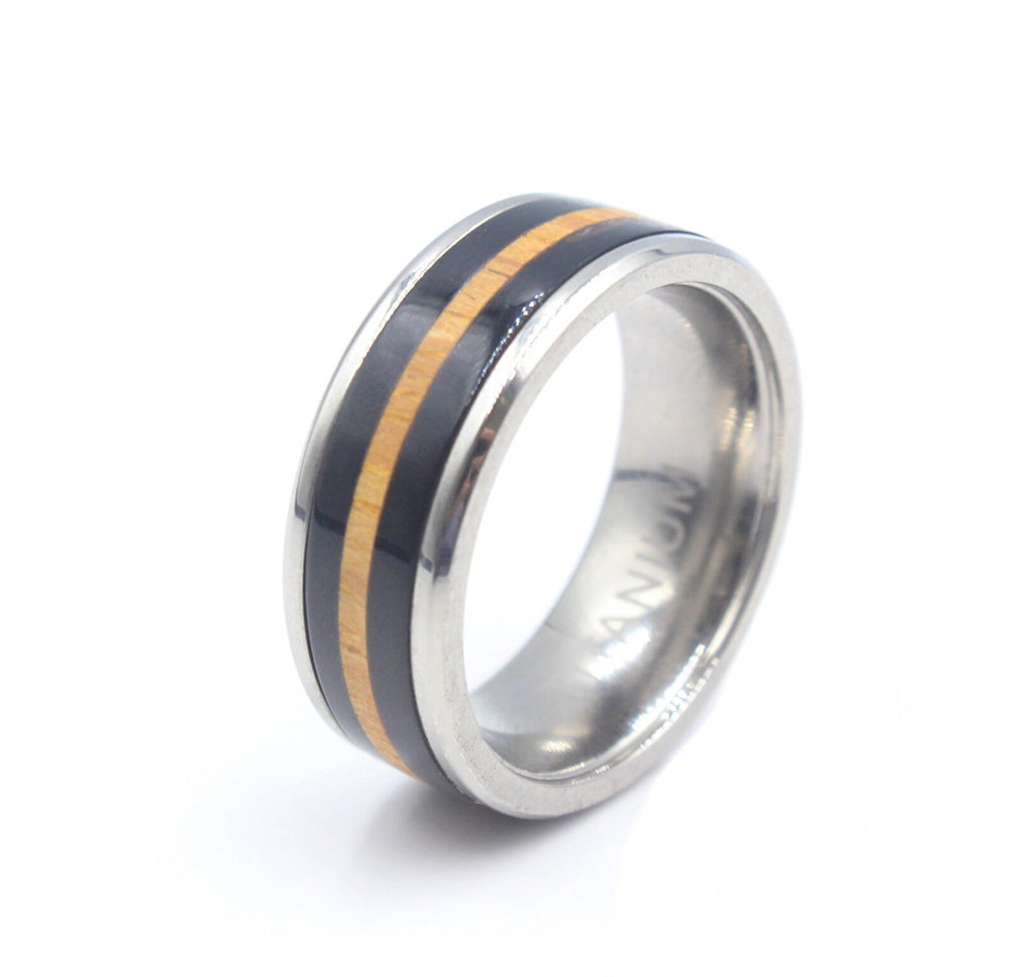 Ring aus schwarzem Büffelhorn und Jackfruchtholz