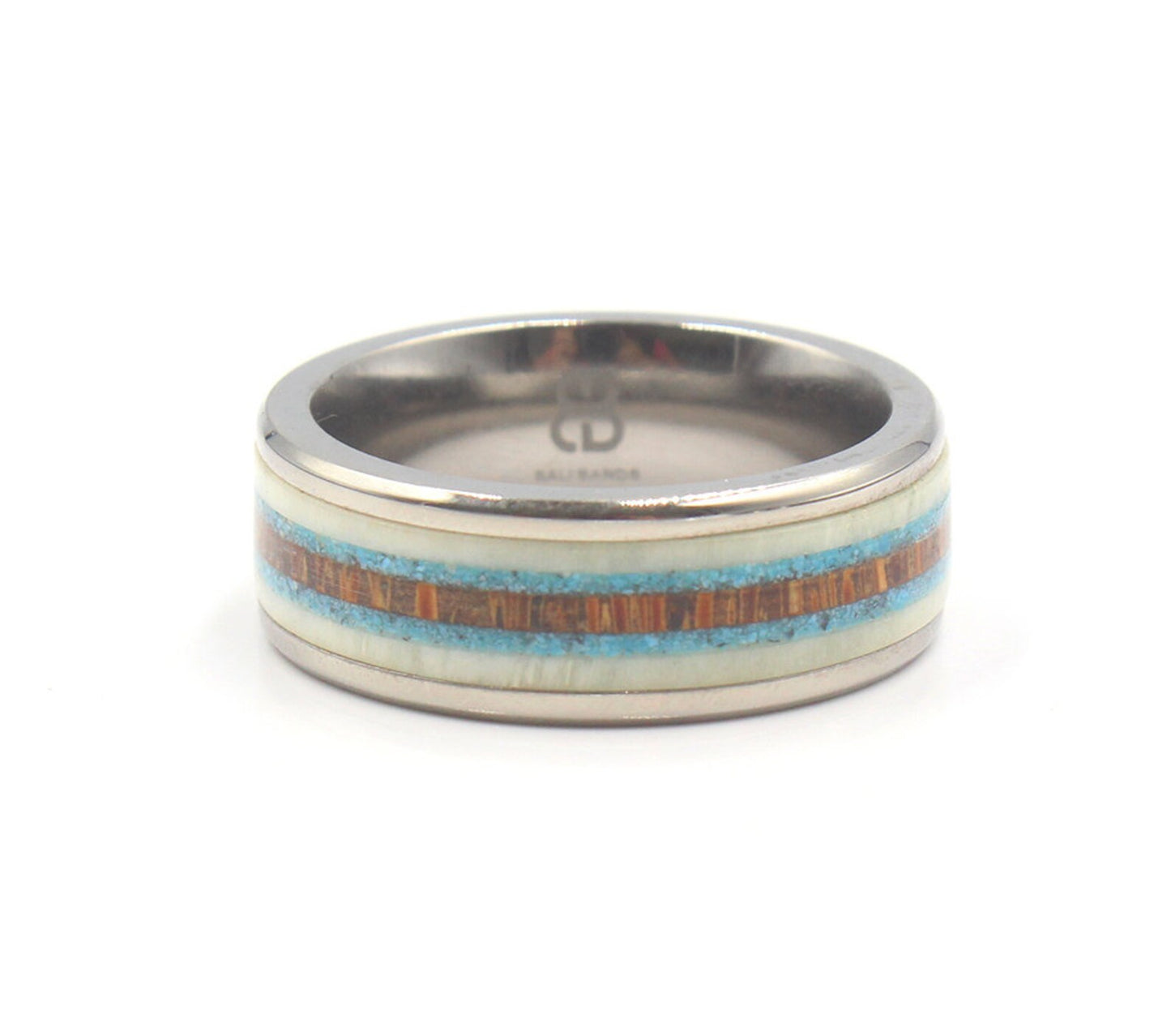 Bull Horn, Turquoise, and Coconut Wood Ring