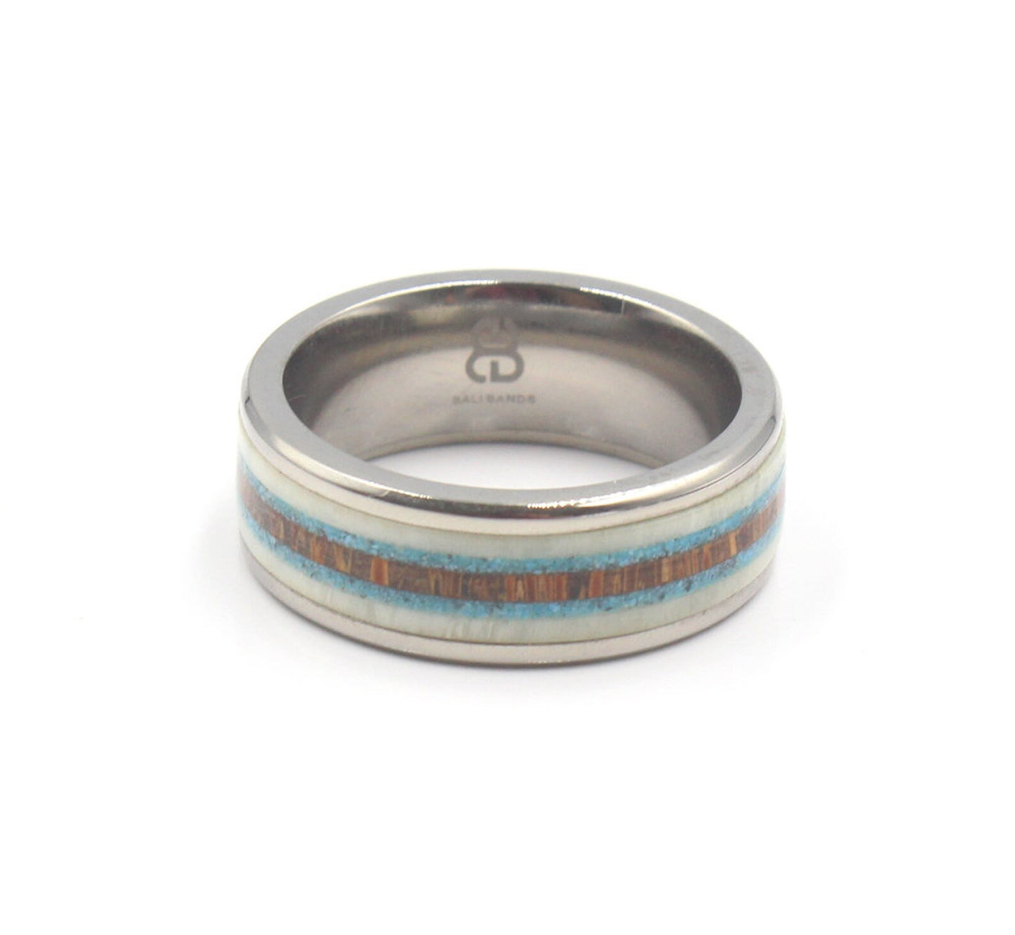 Bull Horn, Turquoise, and Coconut Wood Ring