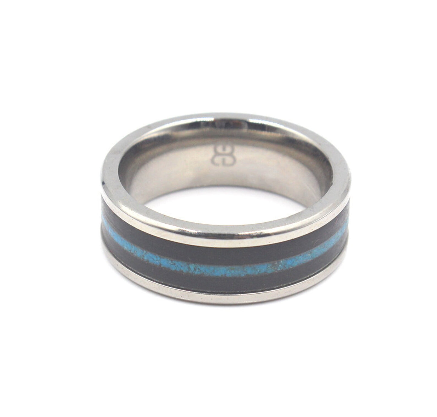 Ring aus schwarzem Büffelhorn und Türkis