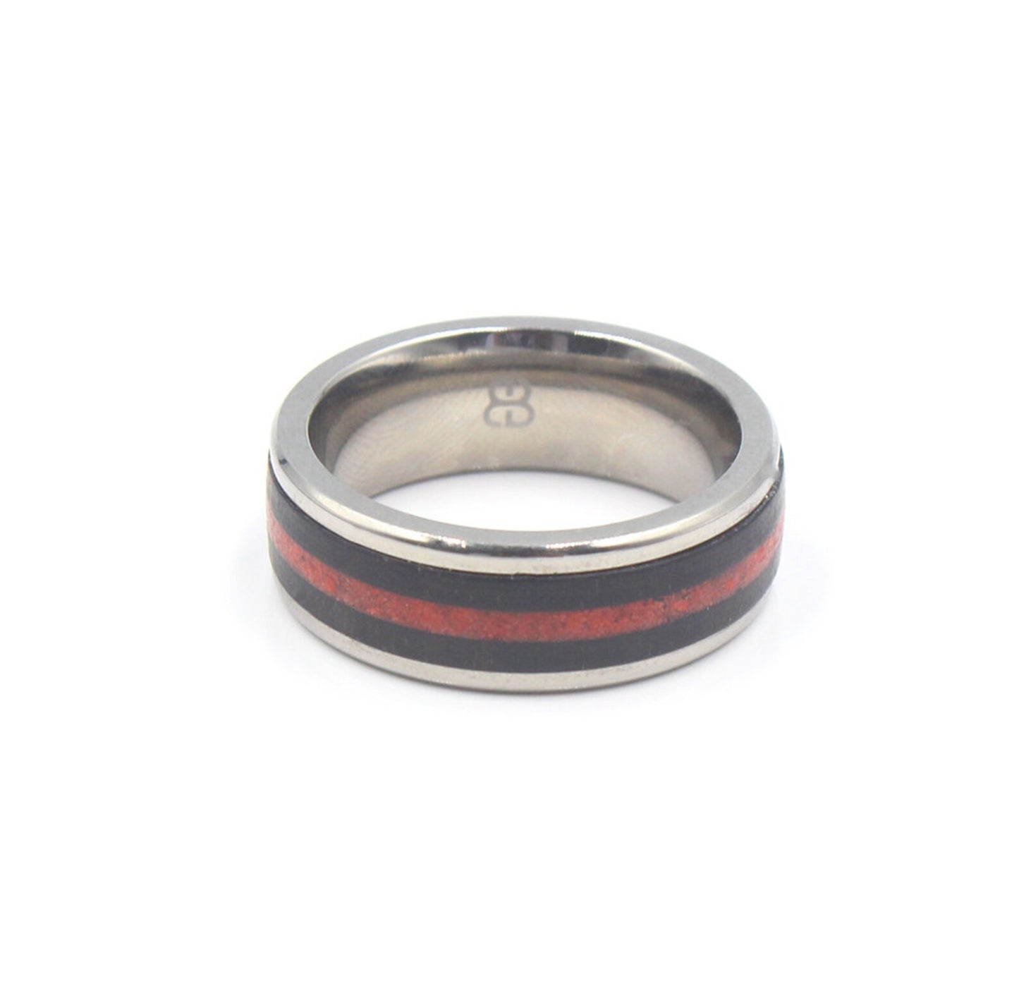 Ring aus schwarzem Arangholz und rotem Jaspis