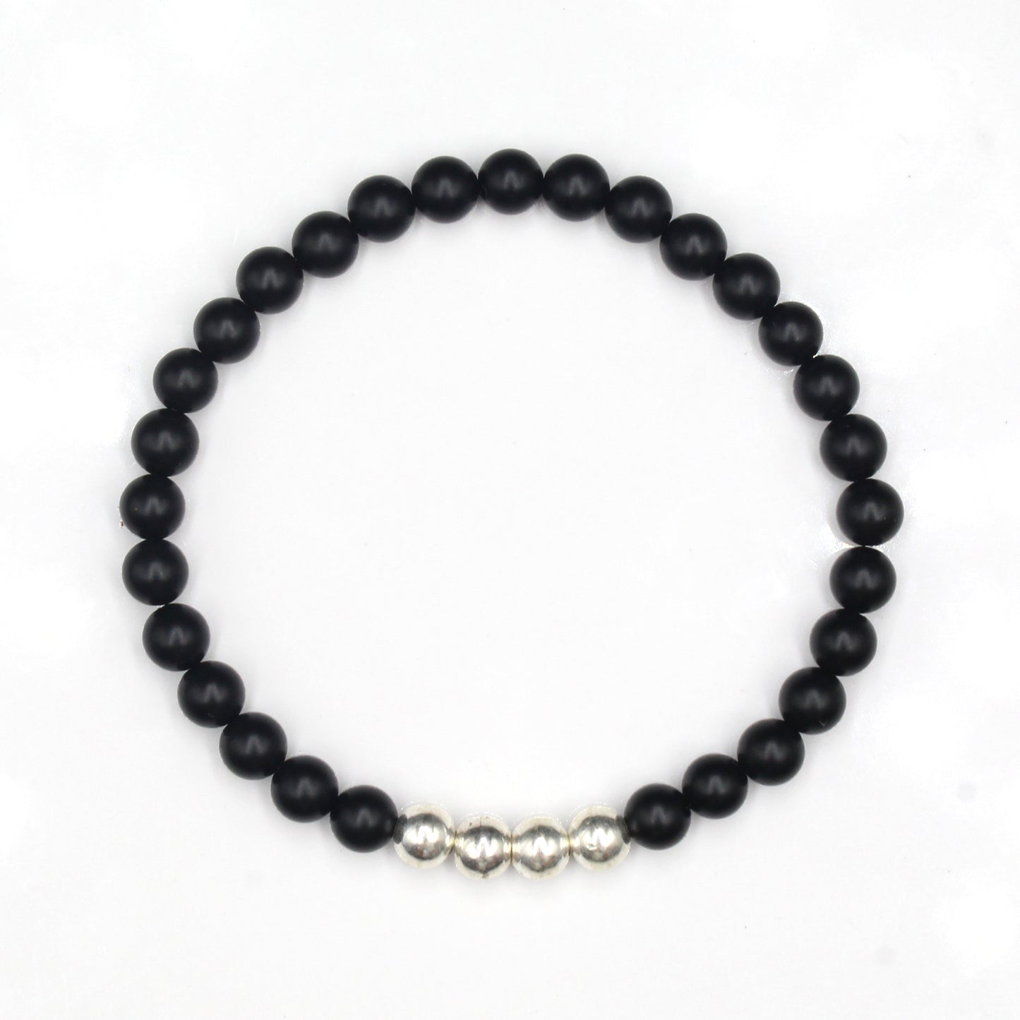 Mattschwarzer Onyx mit Sterlingsilber