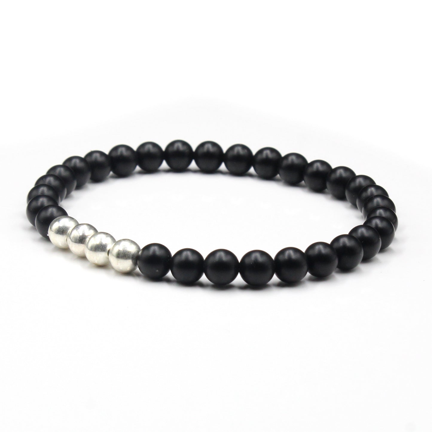 Mattschwarzer Onyx mit Sterlingsilber