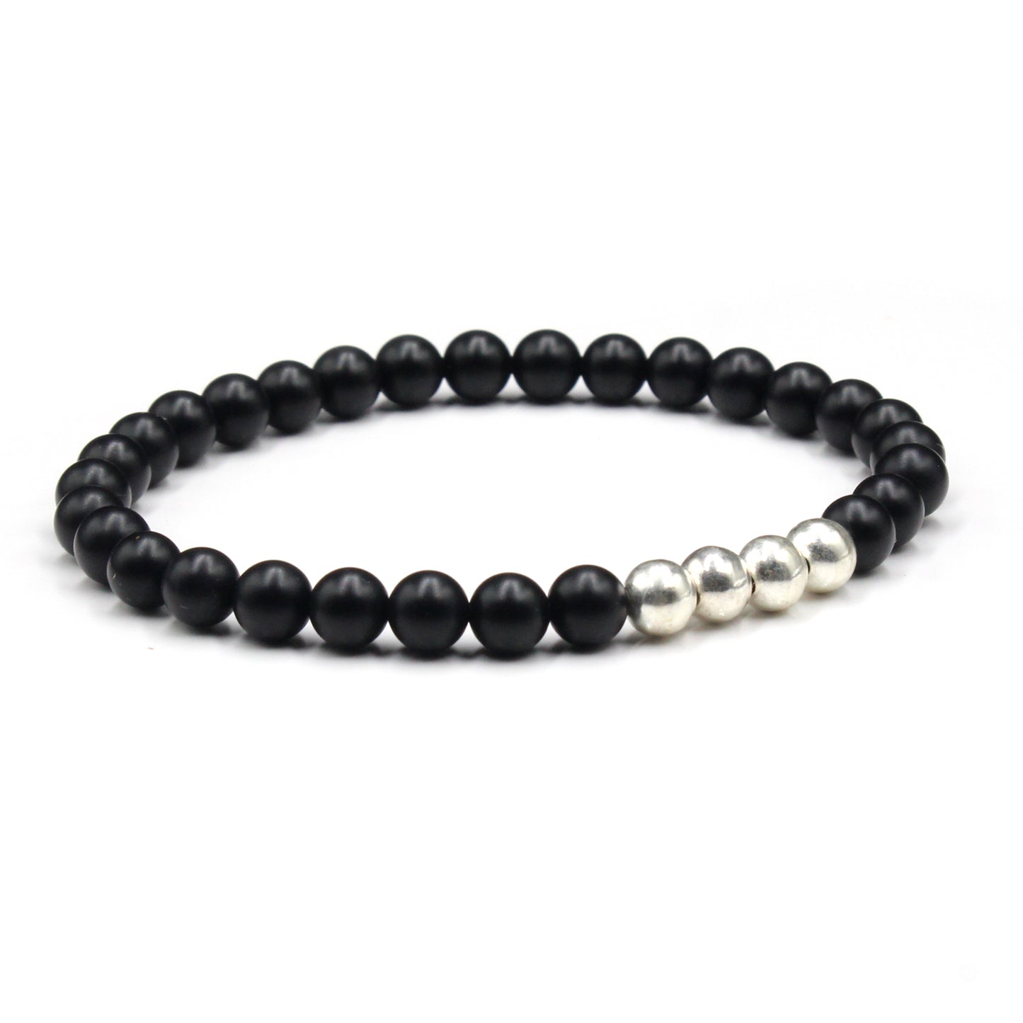 Mattschwarzer Onyx mit Sterlingsilber