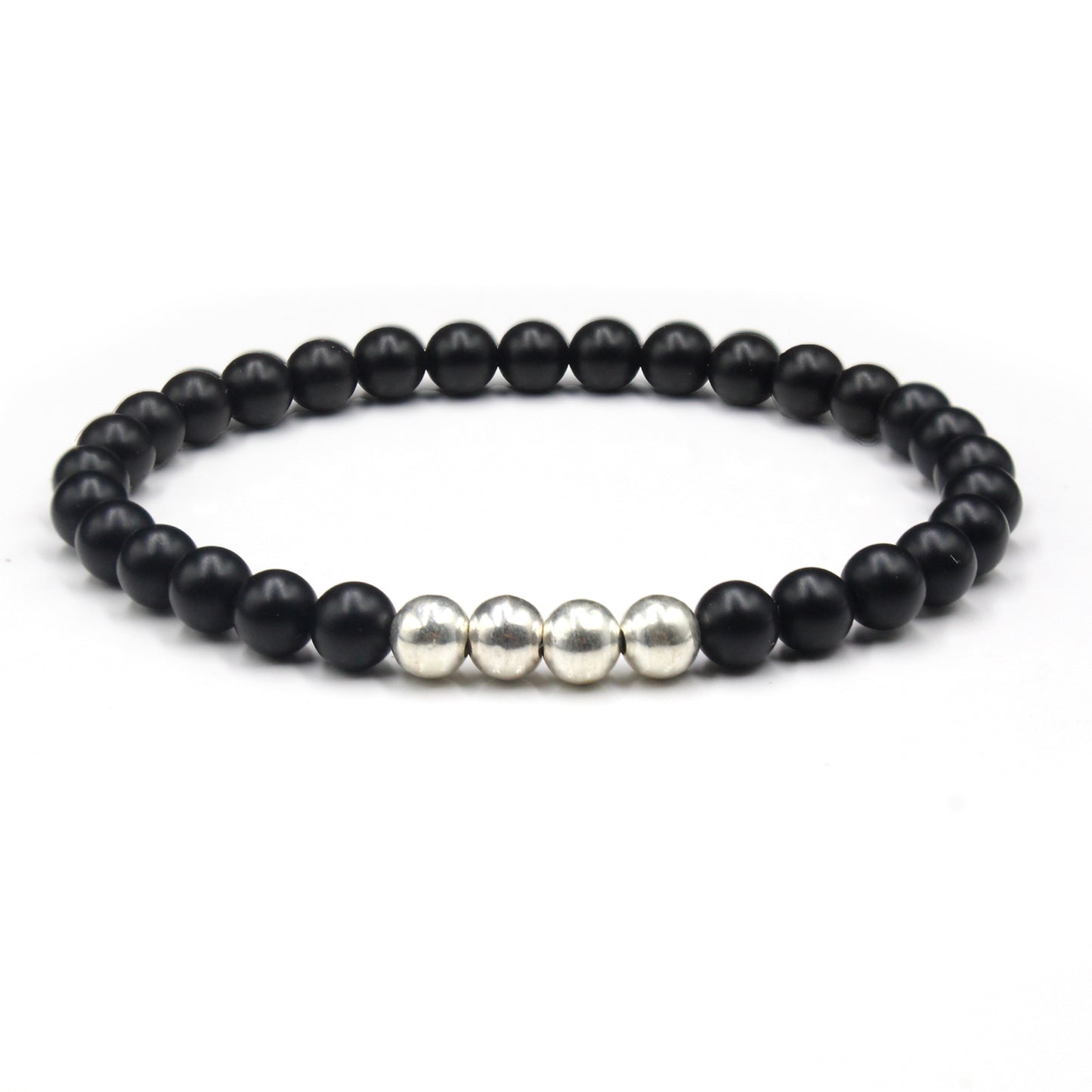 Mattschwarzer Onyx mit Sterlingsilber