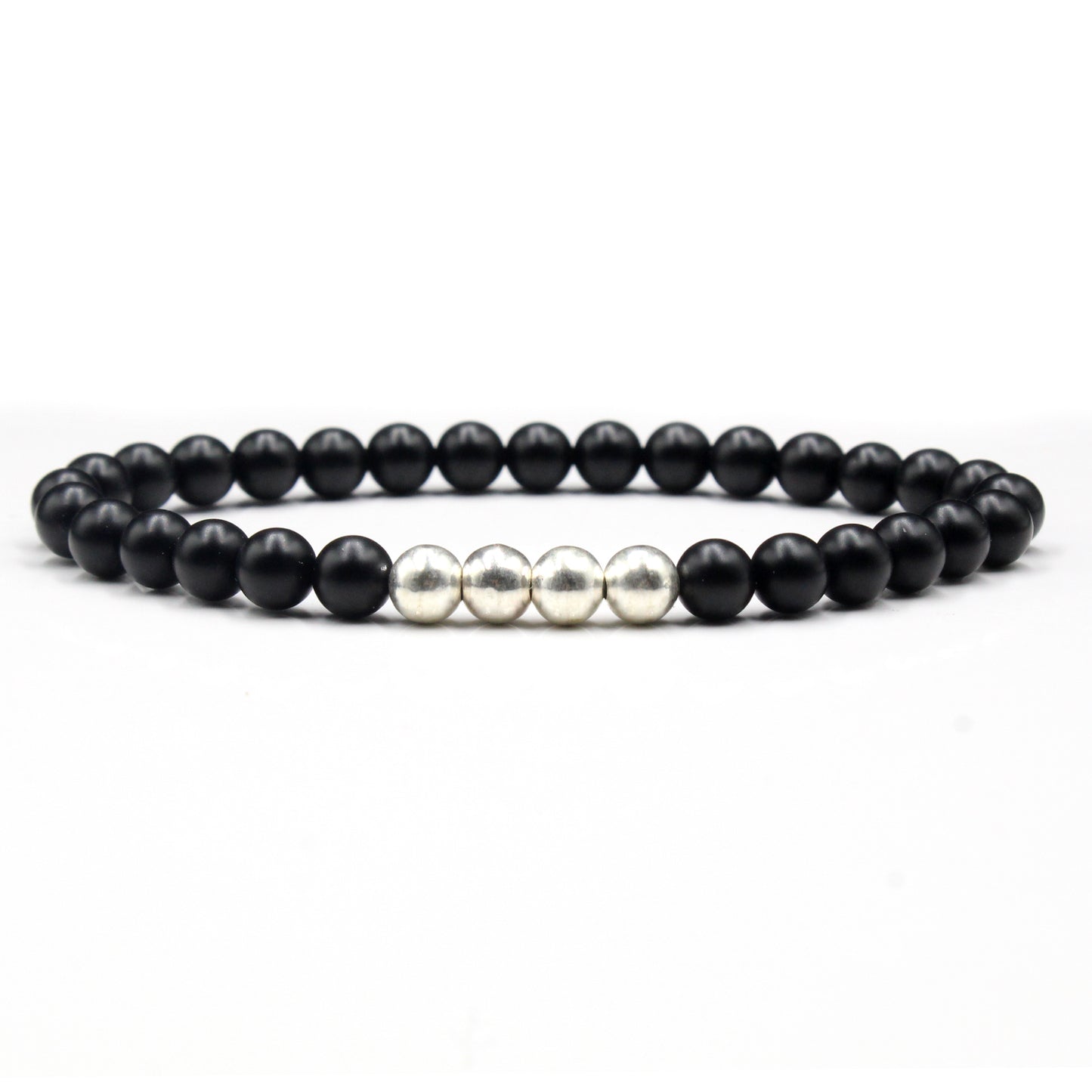 Mattschwarzer Onyx mit Sterlingsilber