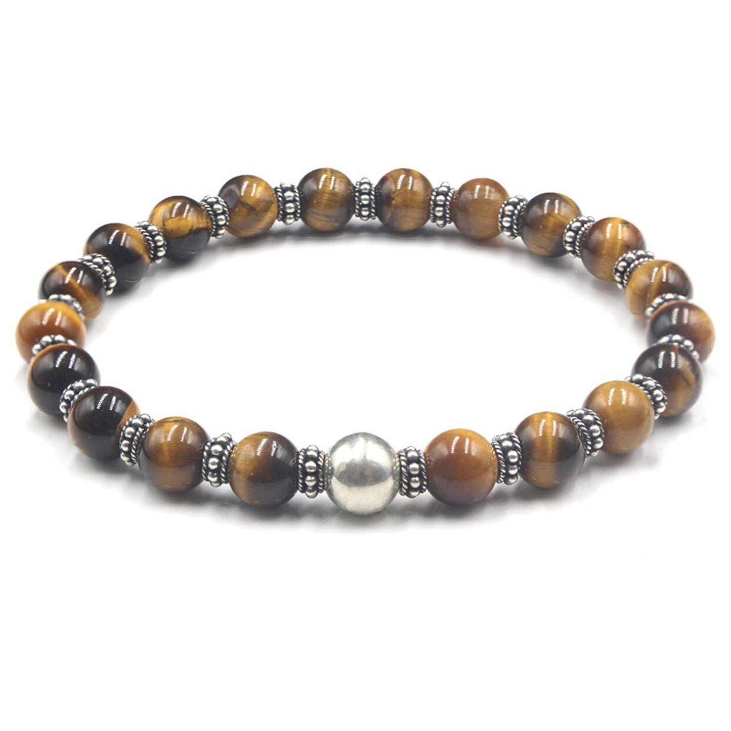 Tigerauge und Sterling Silber Armband