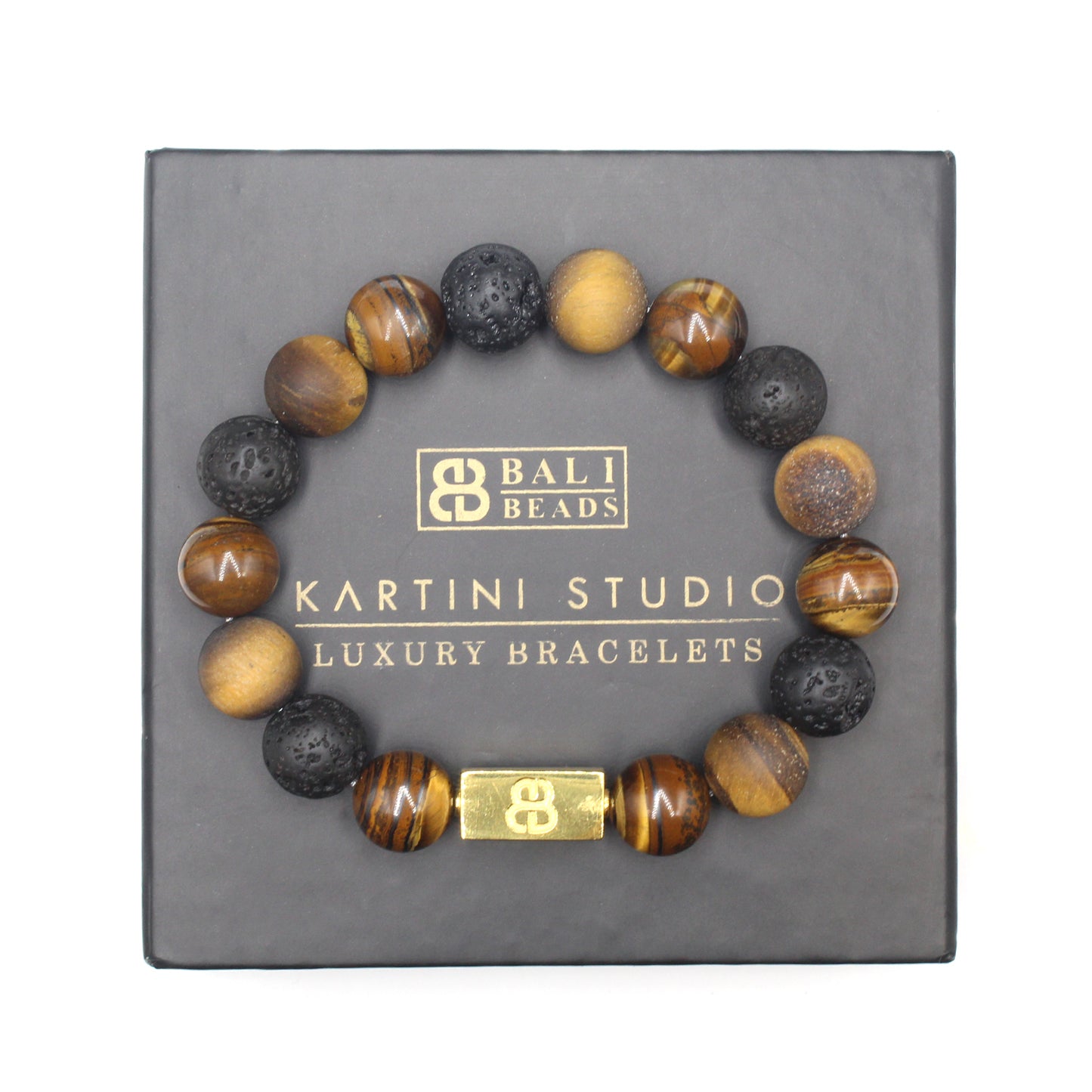 Tigereisen, Lava, mattes Tigerauge und Gold