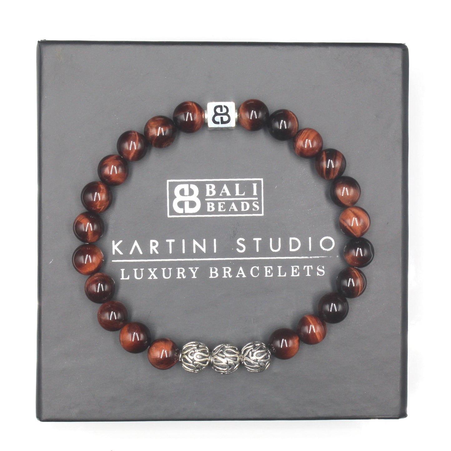 Rotes Tigerauge und Silber