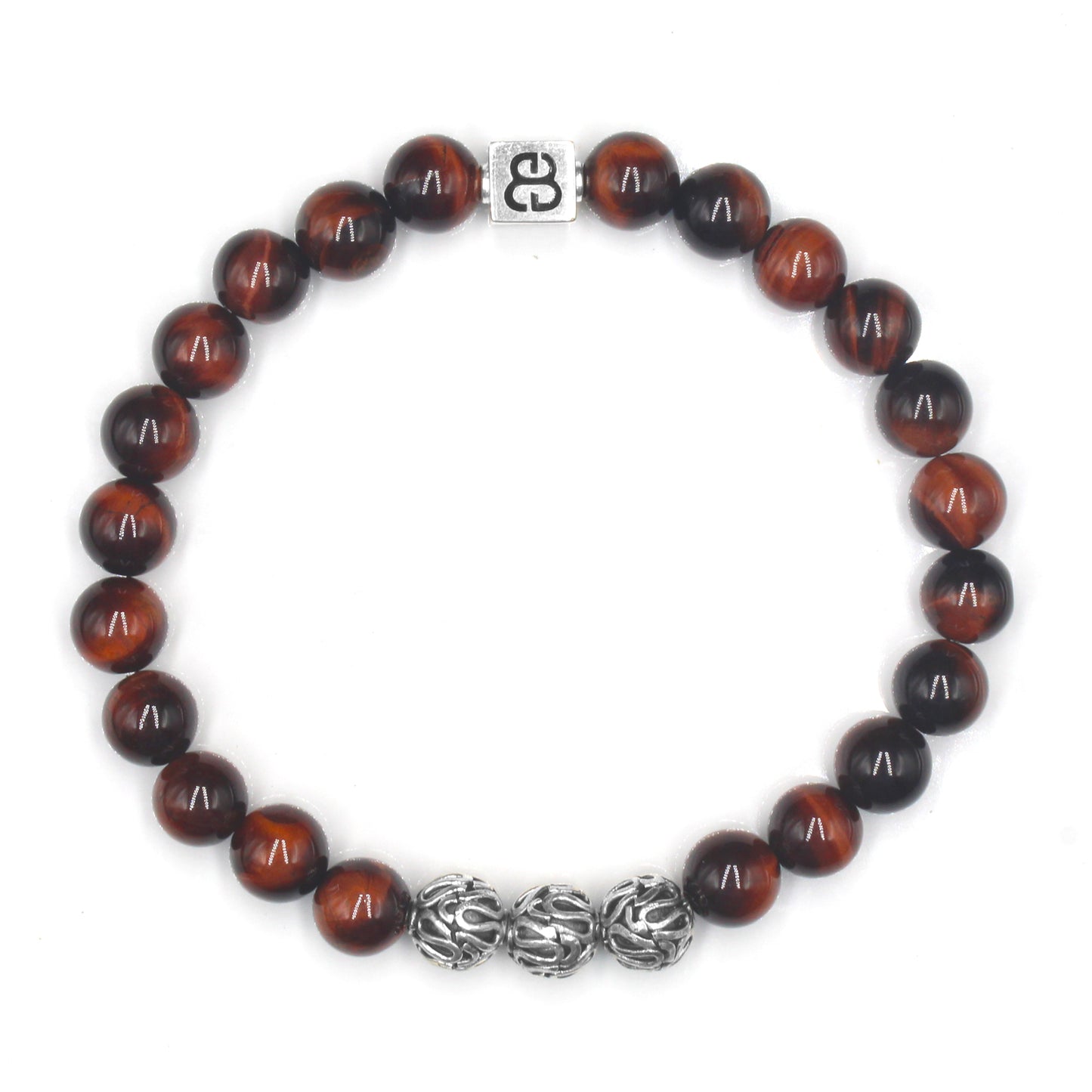 Rotes Tigerauge und Silber