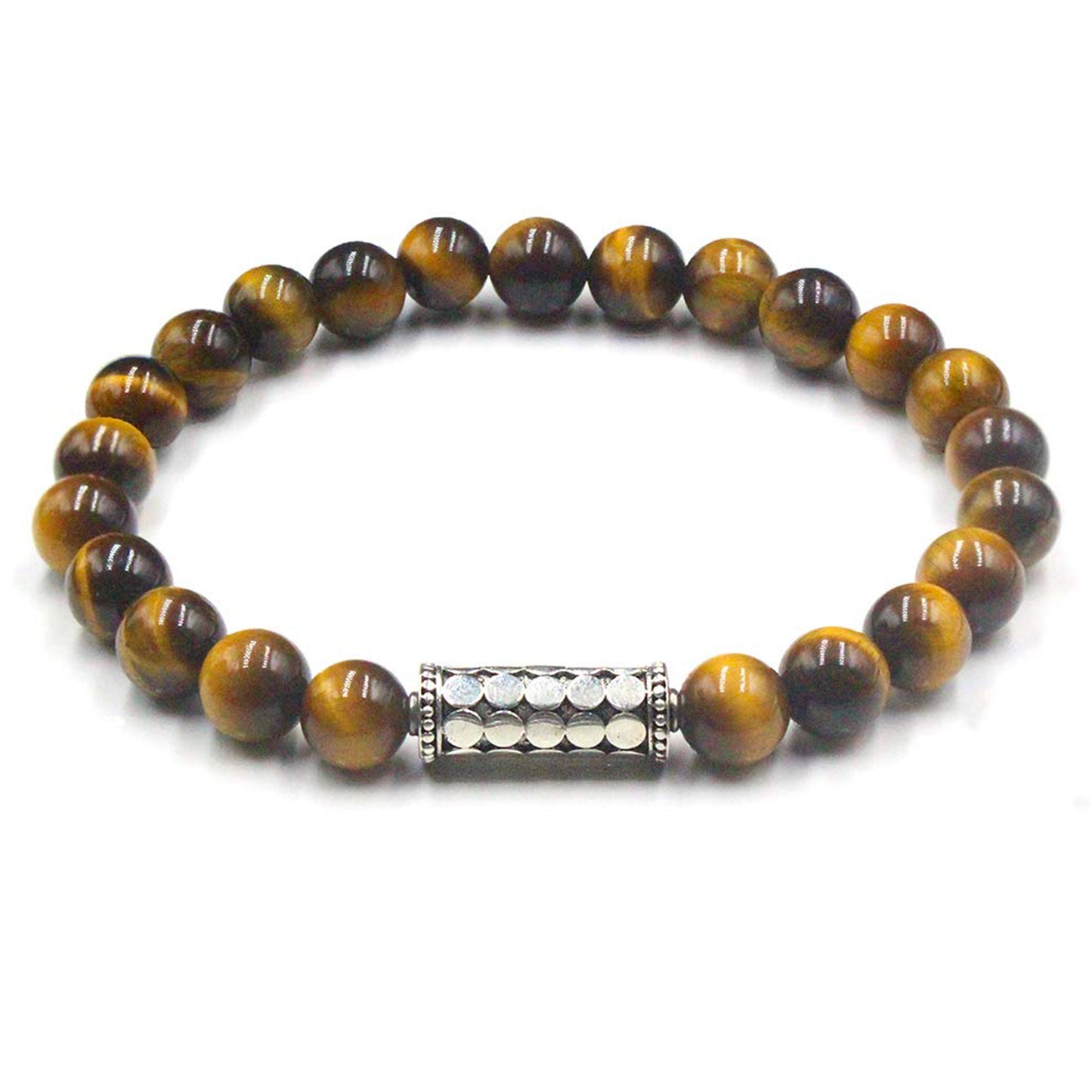 Tigerauge und Sterling Silber Perle