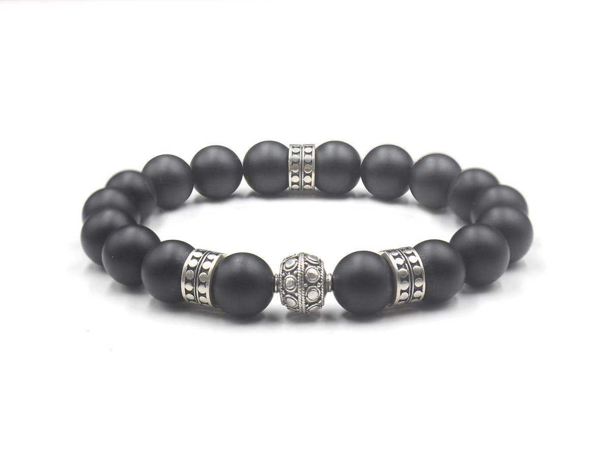Mattschwarzer Onyx und Silber