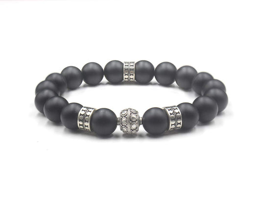 Mattschwarzer Onyx und Silber