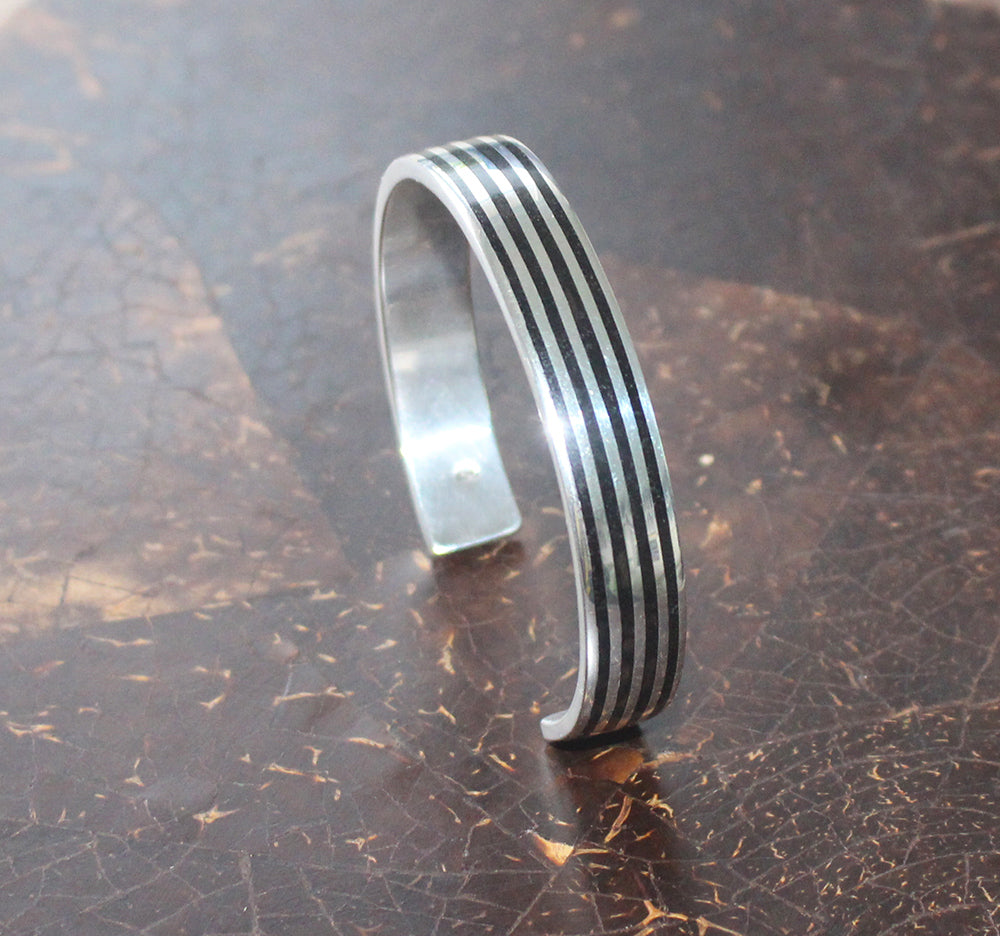 Sterling Silver and Ebony Cuff