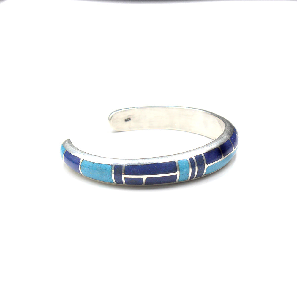 Turquoise and Lapis Lazuli Silver Cuff Bracelet, Silver Cuff Bracelet, Turquoise Cuff Bracelet, Sterling Silver Cuff Bracelet, Stone Cuff