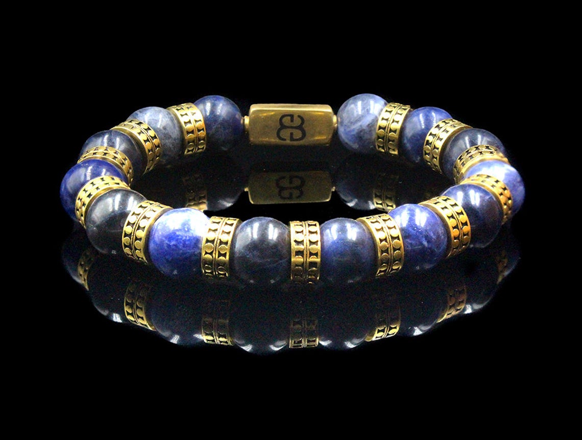 Armband aus Sodalith und Vermeil-Gold