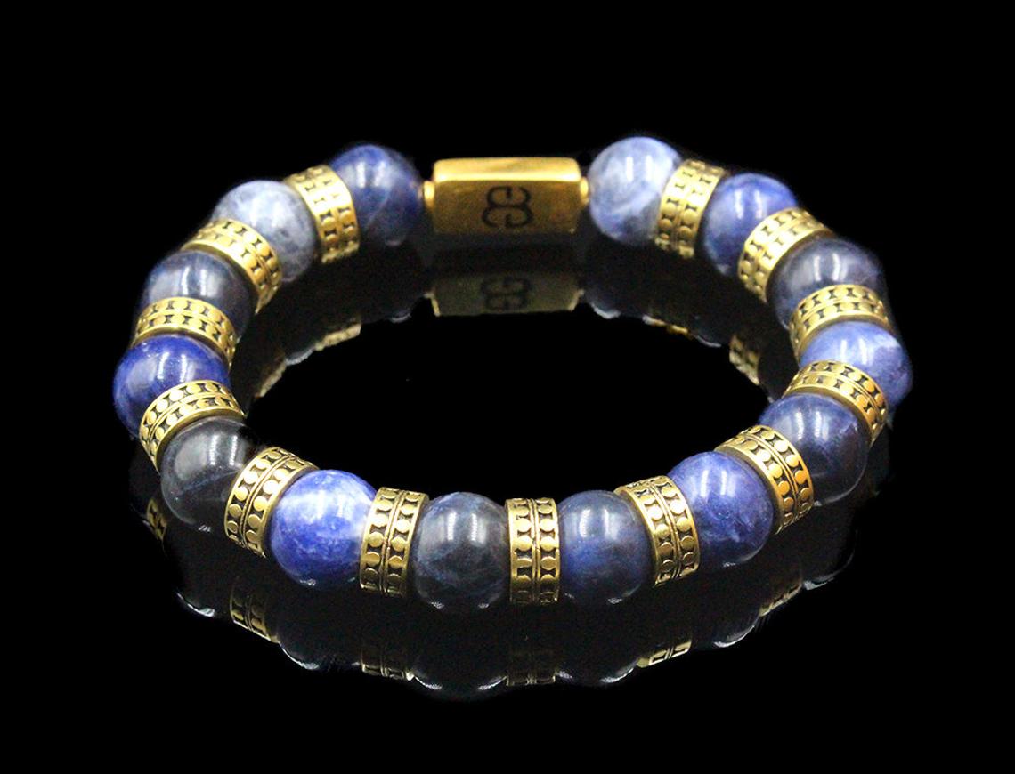Armband aus Sodalith und Vermeil-Gold