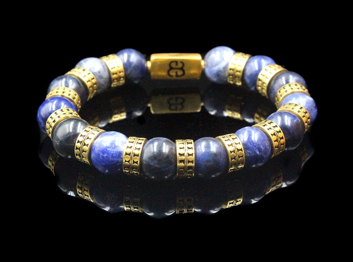 Armband aus Sodalith und Vermeil-Gold