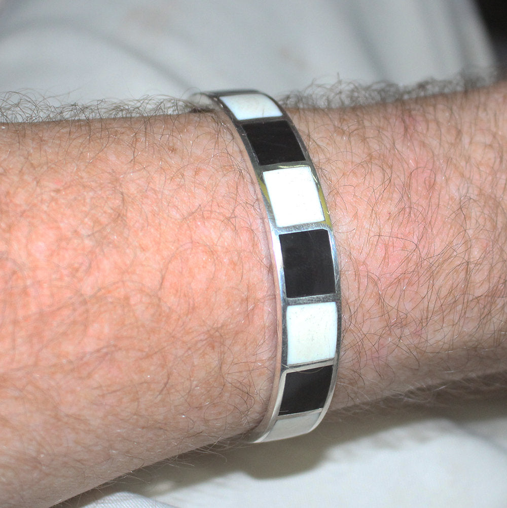 Black and White Buffalo Horn and Sterling Silver
