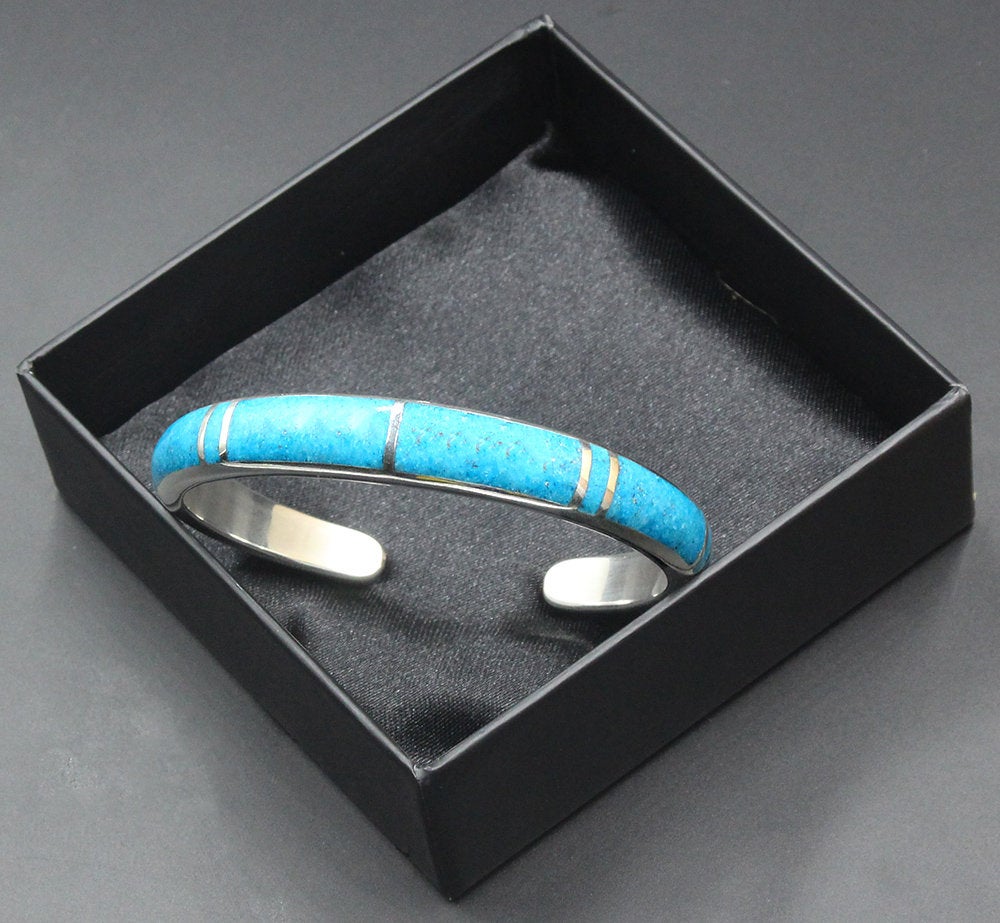 Turquoise and Sterling Silver Cuff Bracelet, Unisex Turquoise Bracelet, Sterling Silver Cuff Bracelet, Cuff Bracelet Men