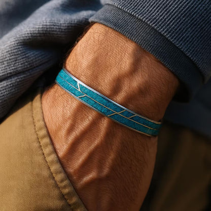 Türkis und Sterling Silber Manschette Armband, Silber Manschette Armband, Türkis Inlay Manschette Armband, Manschette Armband, Türkis Manschette Armband