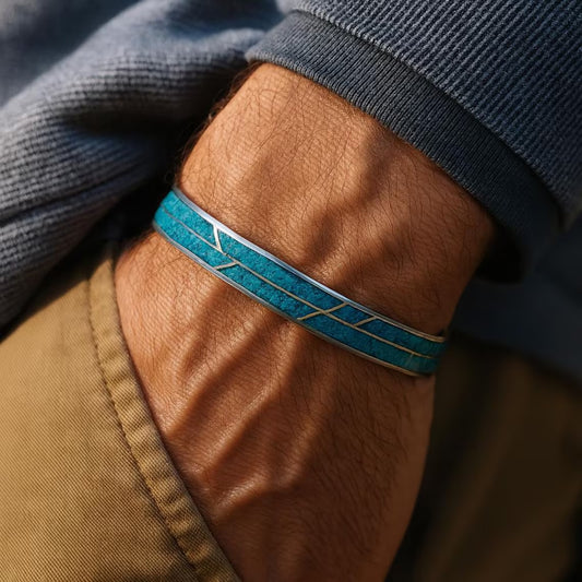 Türkis und Sterling Silber Manschette Armband, Silber Manschette Armband, Türkis Inlay Manschette Armband, Manschette Armband, Türkis Manschette Armband