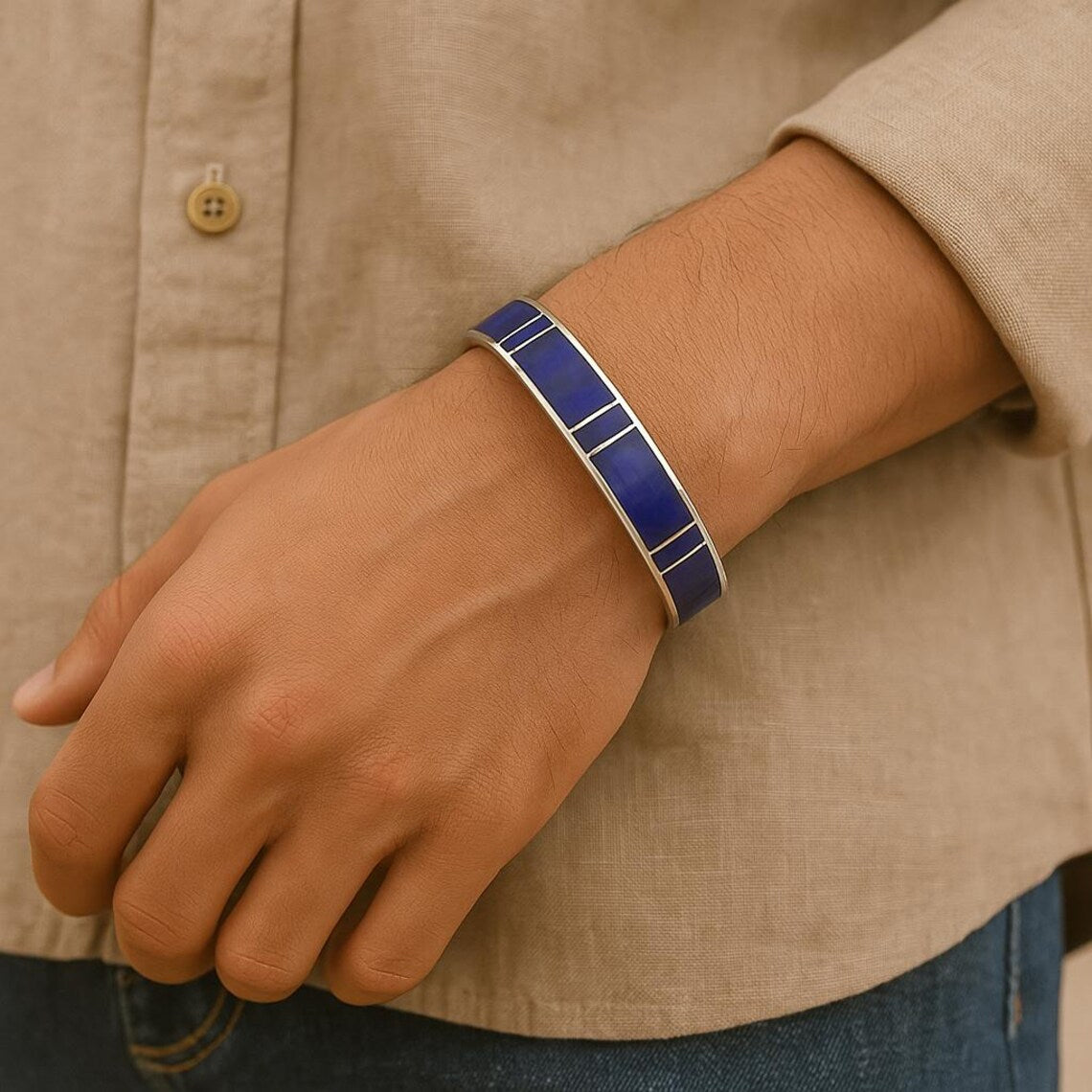 Lapis Lazuli and Sterling Silver Cuff